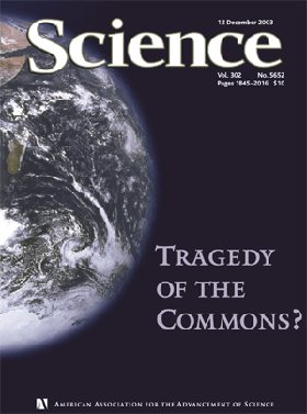 עמוד השער של מגזין Science שעסק בטרגדיה של נחלת הכלל