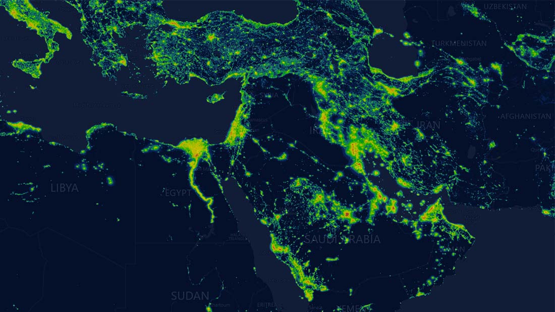 צילומי לויין של סוכנות החלל נאס”א הבודקים את עוצמות תאורת הלילה המלאכותית ברחבי העולם